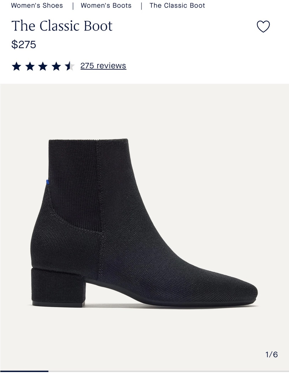 Rothy’s The Classic Boot — Black Women's Ankle Boot